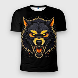 Мужская спорт-футболка Волк чёрный хищник