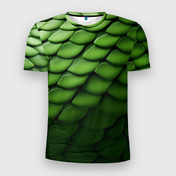 Футболка спортивная мужская Зеленая чешуя змеи, цвет: 3D-принт