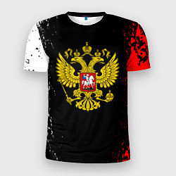 Футболка спортивная мужская Россия герб краски, цвет: 3D-принт