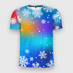 Мужская спорт-футболка Снегопад на Новый год