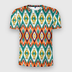 Мужская спорт-футболка Орнамент икат - имитация аткласной ткани