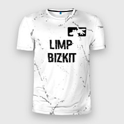 Мужская спорт-футболка Limp Bizkit glitch на светлом фоне посередине