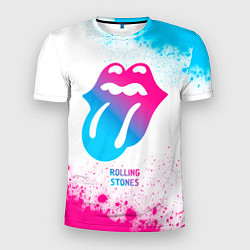 Футболка спортивная мужская Rolling Stones neon gradient style, цвет: 3D-принт