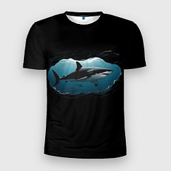 Футболка спортивная мужская Акула в овале, цвет: 3D-принт