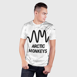 Футболка спортивная мужская Arctic Monkeys glitch на светлом фоне, цвет: 3D-принт — фото 2