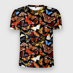Мужская спорт-футболка Разноцветные тропические бабочки