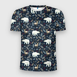 Мужская спорт-футболка Акварельные медведи и олени