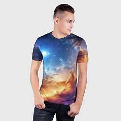 Футболка спортивная мужская Оранжевая небула космос, цвет: 3D-принт — фото 2