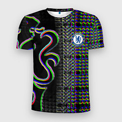 Футболка спортивная мужская Chelsea fc glitch, цвет: 3D-принт