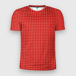 Мужская спорт-футболка Мелкие снежинки паттерн красный