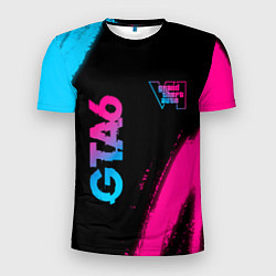 Мужская спорт-футболка GTA6 - neon gradient вертикально