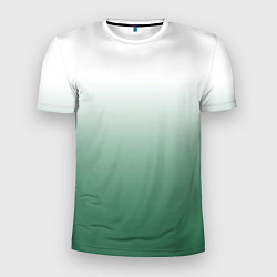 Мужская спорт-футболка Туманный градиент бело-зелёный