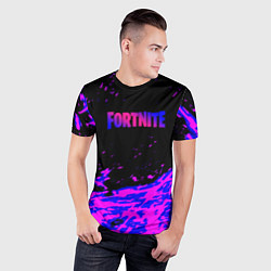 Футболка спортивная мужская Fortnite neon logo steel, цвет: 3D-принт — фото 2