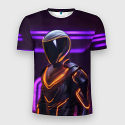 Мужская спорт-футболка Неоновый футуристичный гонщик