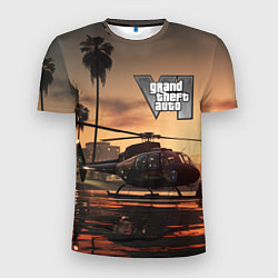 Мужская спорт-футболка GTA 6 вертолет