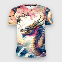 Футболка спортивная мужская Japanese dragon and sakura - engraving, цвет: 3D-принт