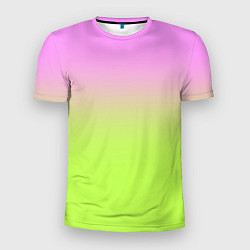 Мужская спорт-футболка Розовый и ярко-зеленый градиент