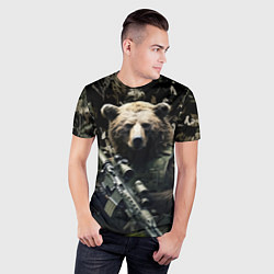 Футболка спортивная мужская Медведь солдат с винтовкой, цвет: 3D-принт — фото 2