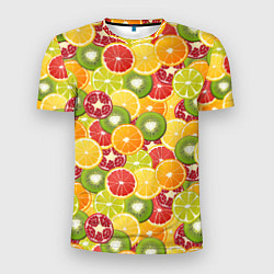 Мужская спорт-футболка Фон с экзотическими фруктами