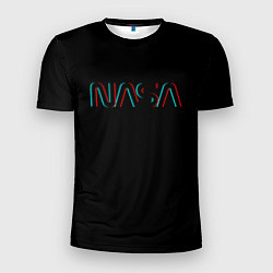 Мужская спорт-футболка NASA glitch color usa