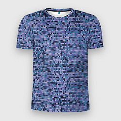 Футболка спортивная мужская Синий узор вязанного трикотажного полотна, цвет: 3D-принт