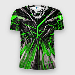Футболка спортивная мужская Череп и зелёные полосы, цвет: 3D-принт
