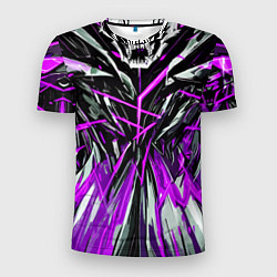Футболка спортивная мужская Череп и фиолетовые полосы, цвет: 3D-принт