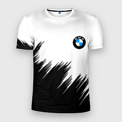 Мужская спорт-футболка BMW чёрные штрихи текстура