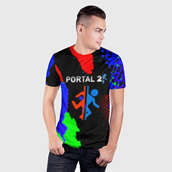 Футболка спортивная мужская Portal 2 краски сочные текстура, цвет: 3D-принт — фото 2