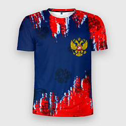 Мужская спорт-футболка Россия спорт краски текстура