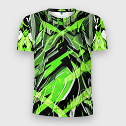 Мужская спорт-футболка Камень и зелёные полосы