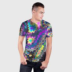 Футболка спортивная мужская Неоновая волнистая рябь, цвет: 3D-принт — фото 2