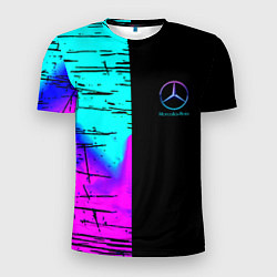 Мужская спорт-футболка Mercedes benz неон текстура