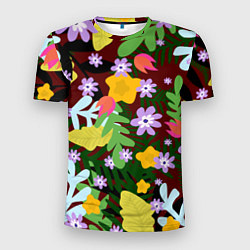 Футболка спортивная мужская Гавайская цветочная расцветка, цвет: 3D-принт