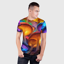 Футболка спортивная мужская Неоновые светящиеся грибы, цвет: 3D-принт — фото 2