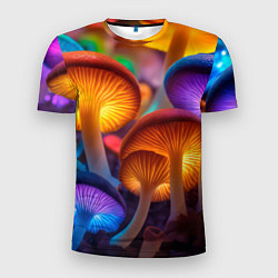 Мужская спорт-футболка Неоновые светящиеся грибы