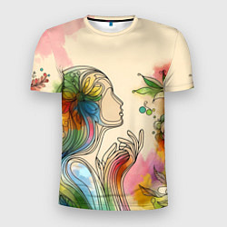 Футболка спортивная мужская Очертания девушки, цвет: 3D-принт