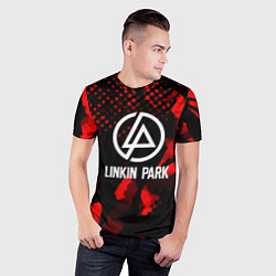 Футболка спортивная мужская Linkin park краски текстуры, цвет: 3D-принт — фото 2