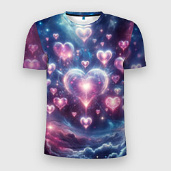 Мужская спорт-футболка Космические сердца - звезды