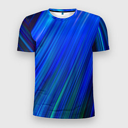 Футболка спортивная мужская Неоновые синии линии, цвет: 3D-принт