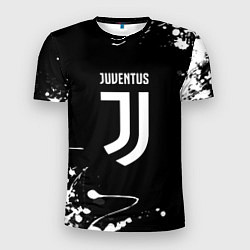Футболка спортивная мужская Juventus краски белые, цвет: 3D-принт