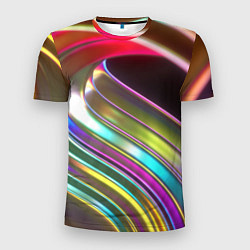 Мужская спорт-футболка Неоновый крученный металл разноцветный