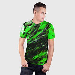 Футболка спортивная мужская Чёрная и зелёная буря, цвет: 3D-принт — фото 2