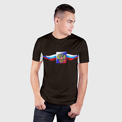 Футболка спортивная мужская Герб России с ленточками, цвет: 3D-принт — фото 2