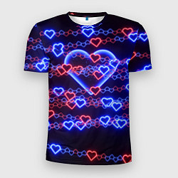 Мужская спорт-футболка Оковы-сердца, синяя половинка
