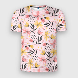Мужская спорт-футболка Абстрактный паттерн с цветами