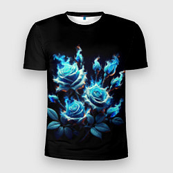 Мужская спорт-футболка Розы в голубом огне
