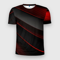 Мужская спорт-футболка Красная абстракция с черными линиями