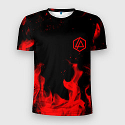 Мужская спорт-футболка Linkin Park красный огонь лого