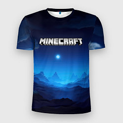 Футболка спортивная мужская Minecraft logo night, цвет: 3D-принт